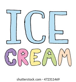cartoon label sketch ice cream logo