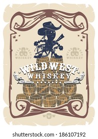 Cartoon label Wild West, vector