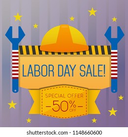 Cartoon Labor Day Sale Vector