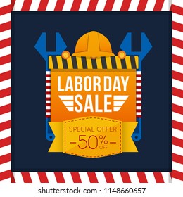 Cartoon Labor Day Sale Vector