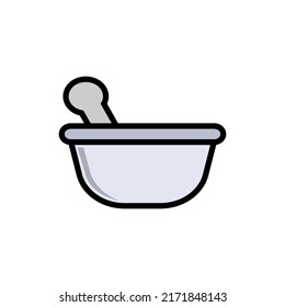 Cartoon laboratory bowl icon isolated on white background. Line art color style icon.