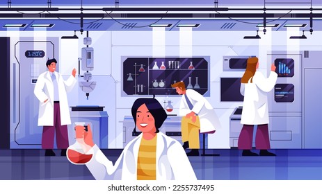 Ilustración vectorial de laboratorio de dibujos animados.Diseño plano