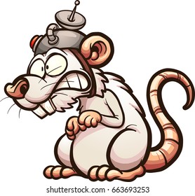 Cartoon laboratory white rat. Vector clip art illustration with simple gradients. All in a single layer.