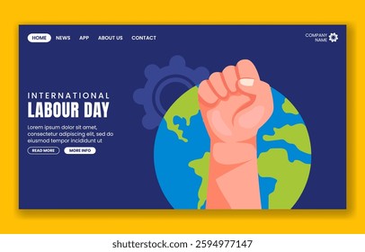 Cartoon Laborers Illustration for Labor Day Social Media Landing Page