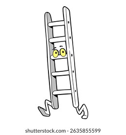 cartoon ladder running illustration vector