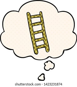 cartoon ladder with thought bubble in comic book style