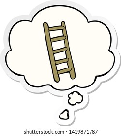 cartoon ladder with thought bubble as a printed sticker