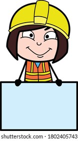 Cartoon Lady Engineer mit unbedruckter Platine