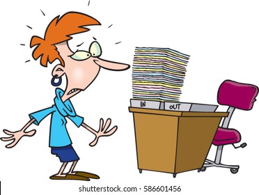 cartoon lady with a full in box