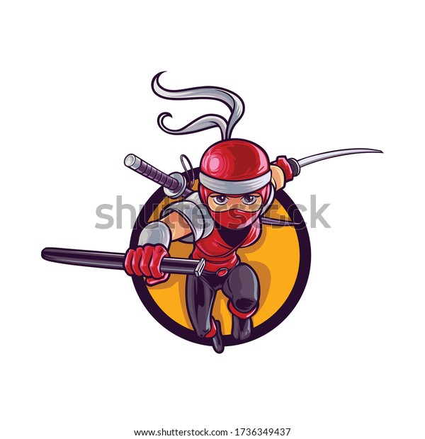 Cartoon Lady Ninja Mascot Logo