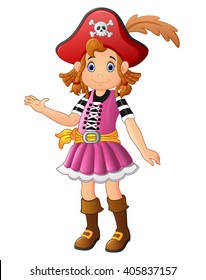 cartoon lady pirate presenting