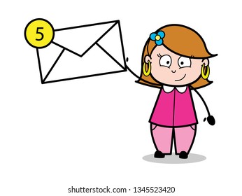Cartoon Lady Showing a Message Vector Illustration