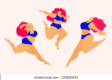 Cartoon lady in swimsuit card template. Summer girl fashion look for party card design, sale advertising, spa resort poster, t shirt or bag print etc.