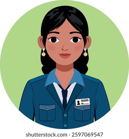 a cartoon lady in uniform