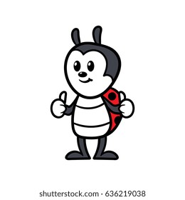 Cartoon Ladybug Character Vector Illustration