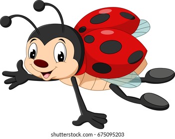 Cartoon ladybug flying