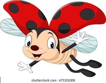 Cartoon ladybug flying