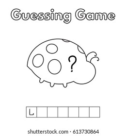 Cartoon ladybug guessing game. Vector illustration for children education