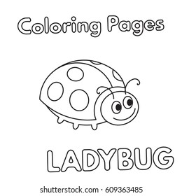 Cartoon ladybug illustration. Vector coloring book pages for children