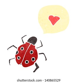 cartoon ladybug in love retro cartoon