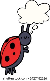 caricatura ladybug con la burbuja del pensamiento