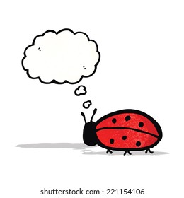 cartoon ladybug with thought bubble