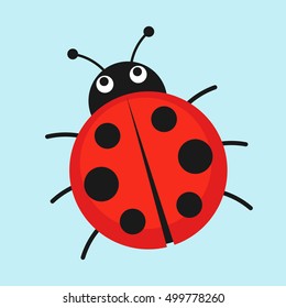 Cartoon Ladybug Vektorgrafik. Cute rote Ladybug einzeln auf einem flachen Hintergrund.