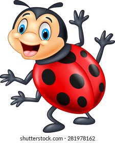 Cartoon ladybug waving