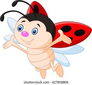 Cartoon ladybug waving