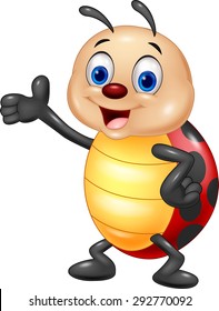 Cartoon ladybug waving hand