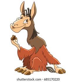 Cartoon lama animal. Colorful book page design for kids and children.