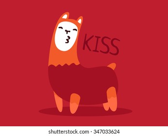 Cartoon lama kiss