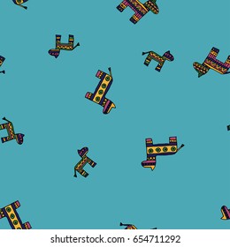 Cartoon lamas seamless vector hand drawn pattern for textile, ceramics, fabric, print, cards, wrapping