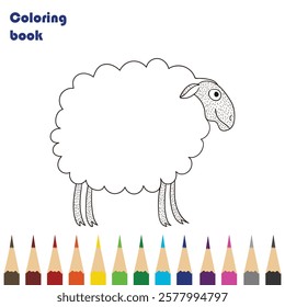 cartoon lamb coloring book design illustration 