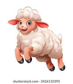 Cartoon lamb jumping. Vector illustration isolated on white background