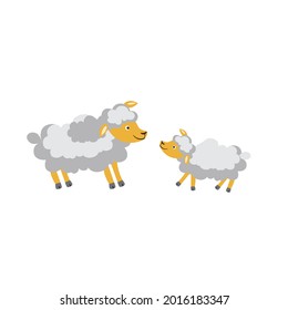 Cartoon lamb kid cartoon vector animal, domestic cute ship posing isolated on white background, Character design for greeting card, children invitations, creation of zoo alphabet, baby shower, holiday