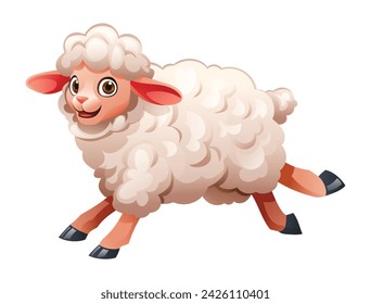 Cartoon lamb running. Vector illustration isolated on white background