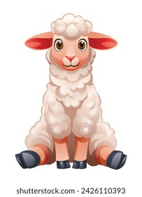 Cartoon lamb sitting. Vector illustration isolated on white background