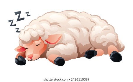 Cartoon lamb sleeping. Vector illustration isolated on white background