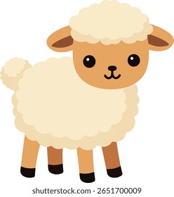 A cartoon lamb stands facing forward. It has cream-colored wool and brown legs, ears, and face.