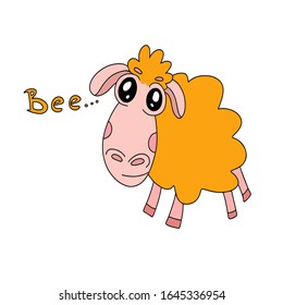 
ilustración vectorial de cordero caricaturizado sobre fondo blanco