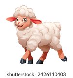 Cartoon lamb walking. Vector illustration isolated on white background