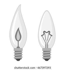 Cartoon lamp electric and bright cartoon interior light tool flat vector