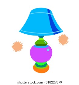 Cartoon lamp flat icon. The vector illustration for ui, web games, tablets, wallpapers, and patterns.