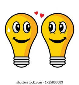 Cartoon lamp illustration flat design couple emoticon