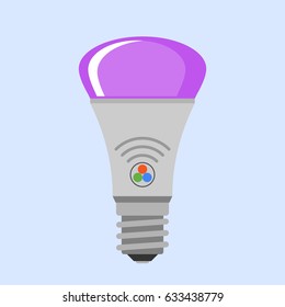 Cartoon lamp light bulb design flat vector illustration electric idea bright graphic solution concept.