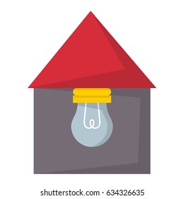 Cartoon lamp light bulb design flat house vector illustration electric bright graphic solution concept.