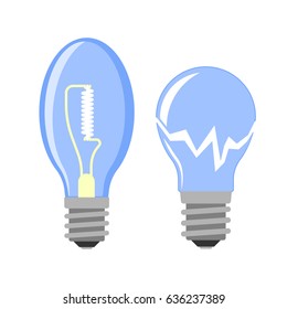 Cartoon lamp light bulb design flat vector illustration electric idea bright graphic solution concept.