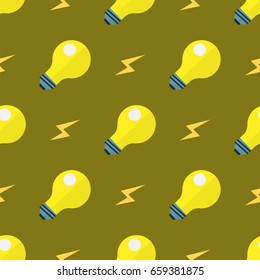 Cartoon lamps light bulb seamless pattern background design vector illustration brainstorm solution energy