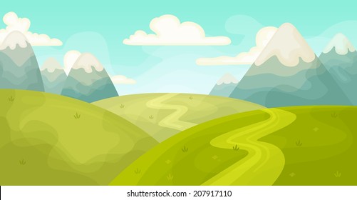 Cartoon Landscape Background Stock Vector (Royalty Free) 207917110 ...